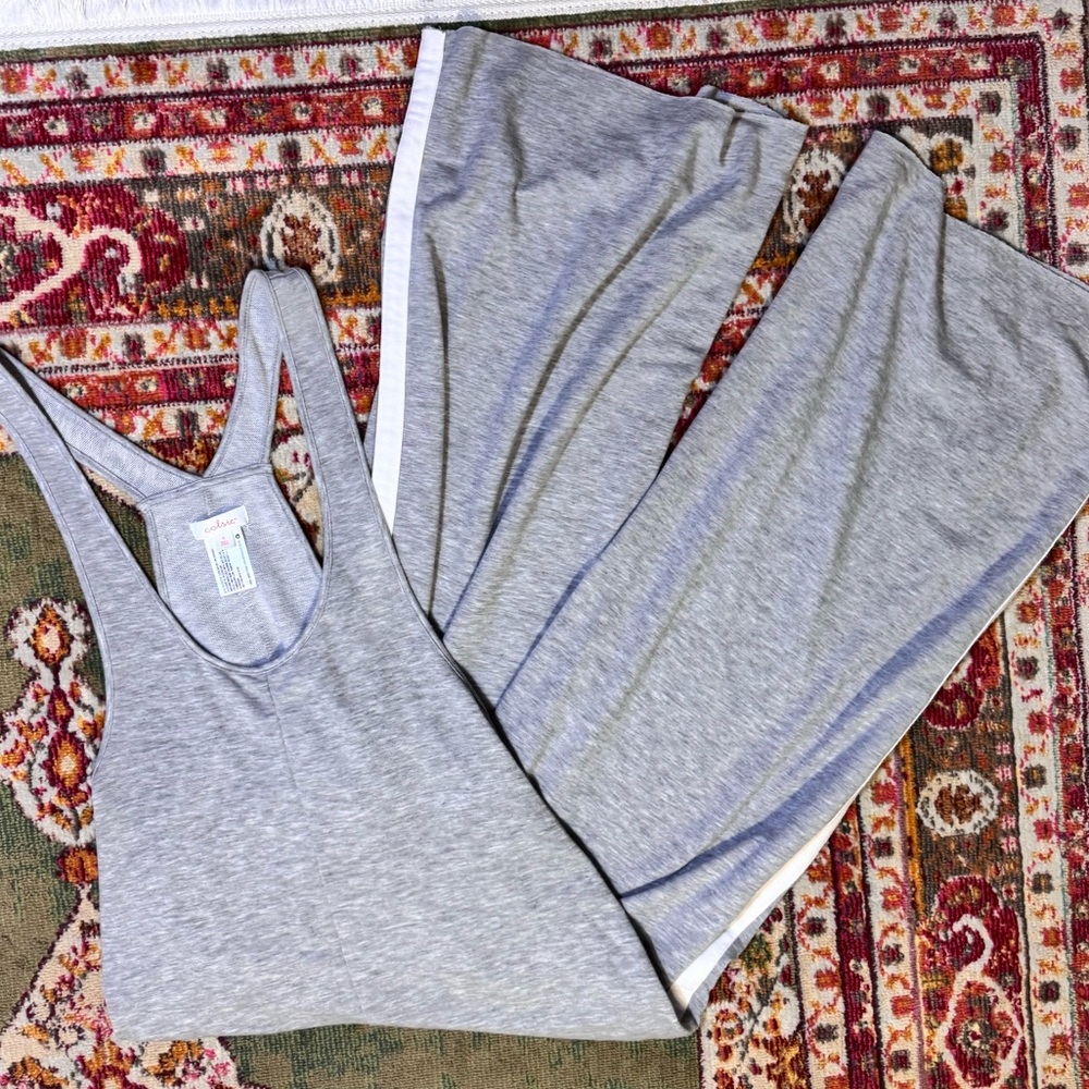 Colsie Light Heather Grey Wide Leg One Piece Loungewear Jumpsuit / Romper